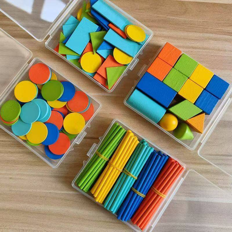 Primary School First Grade Math Teaching Aids Learning Tools Full Set Of Three-Dimensional Geometry Figure Geometry Pieces Round Pieces Tangram Stick - Image 2